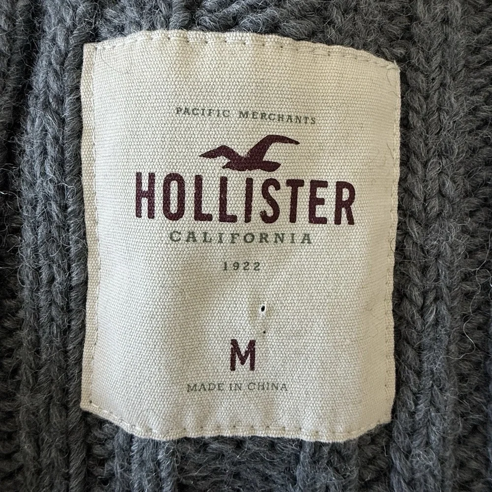 VTG Y2K‎ Hollister Cardigan Sweater Grey Cable Knit M Prep College - Picture 6 of 7